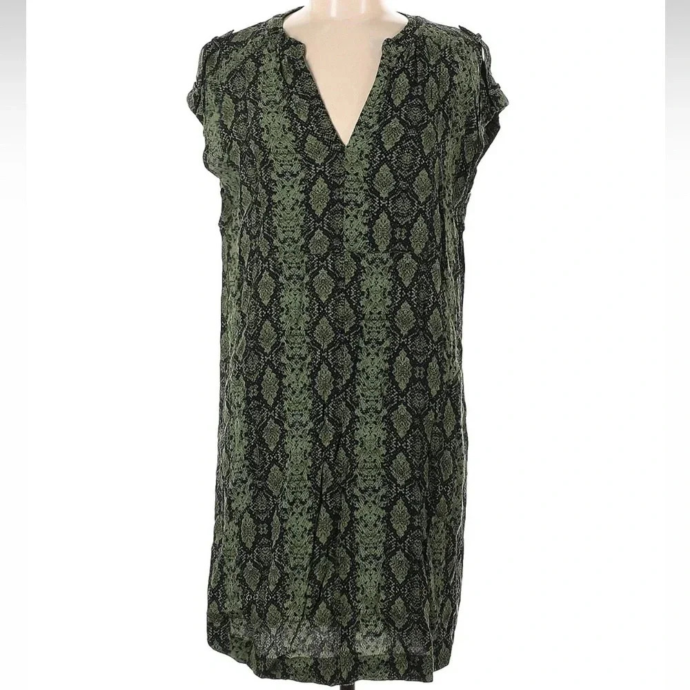 Anthropologie Green Snakeskin Print Rachel Tunic Dress Size Medium M - Picture 5 of 10